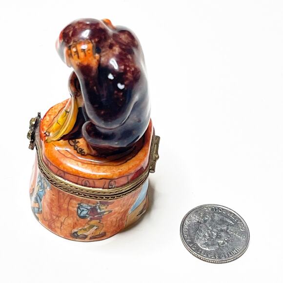 Limoges Box Monkey Hand Painted Porcelain Trinket - Picture 2 of 6